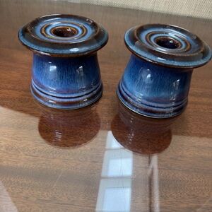 Elegant Blue Ceramic Candle Holders
